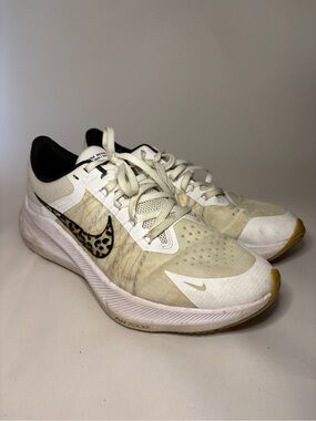 Nike Air Zoom Winflo 8 Premium White Leopard Running Shoes Size 10